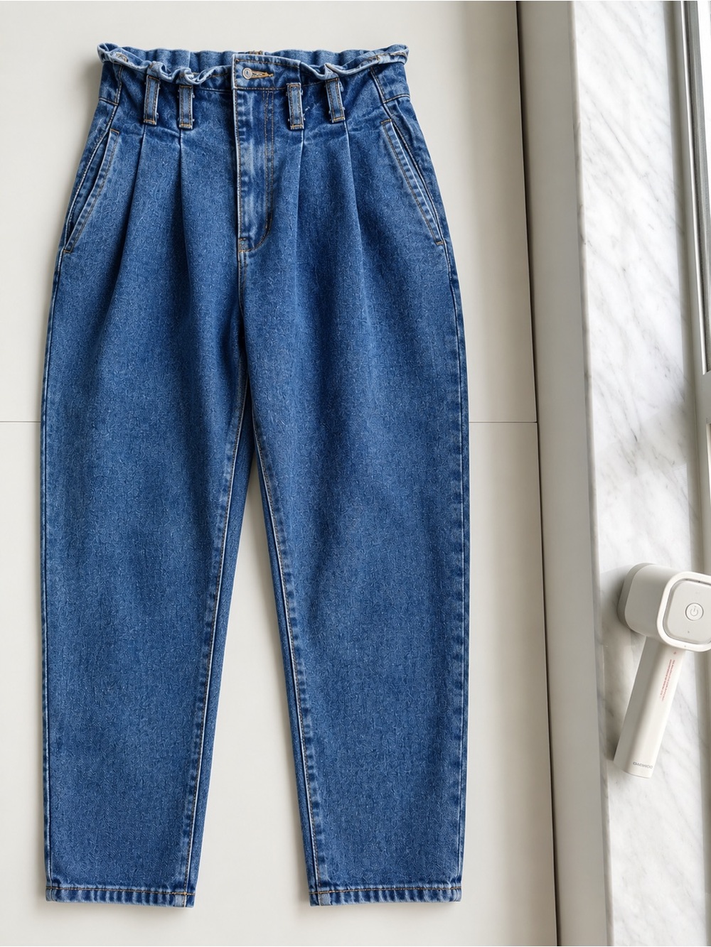 Women’s High-Waisted Paperbag Tapered Jeans